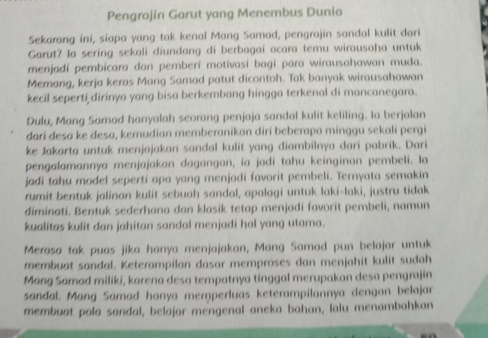 Mengapa usaha mang samad memperkuat perekonomian bangsa jelaskan