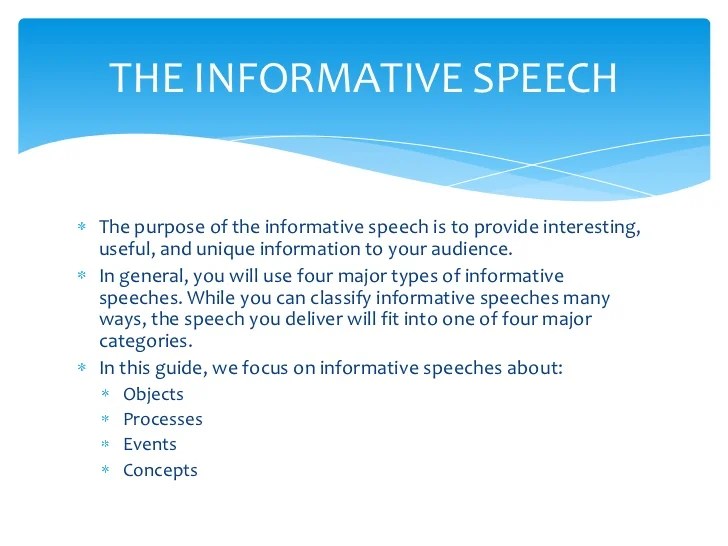 Speech informative purpose slideshare goals upcoming