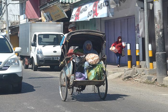 Tukang becak merupakan pekerjaan yang dilakukan di bidang