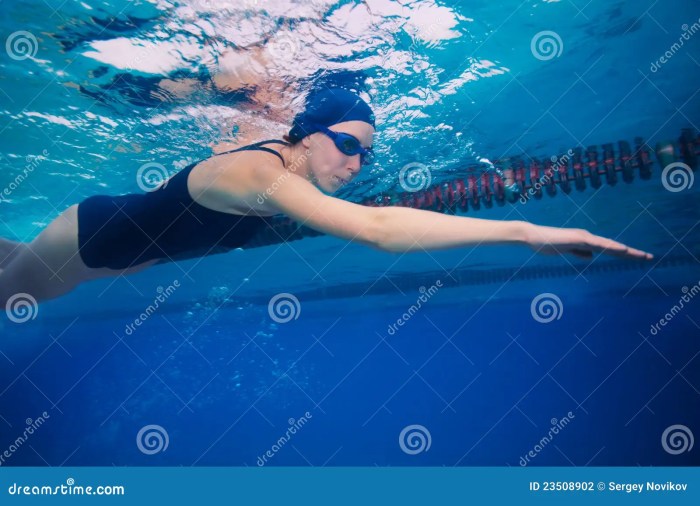 Crawl sportsman stroke swimming woman style stock